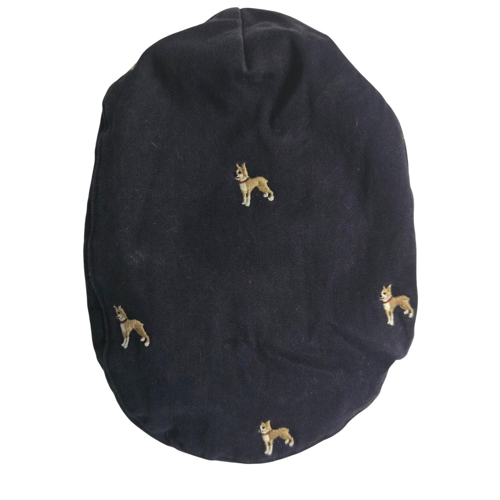 Janie and Jack 2T-3T Newsboy‎ Hat Cap Navy Blue Embroidered Dog Puppy